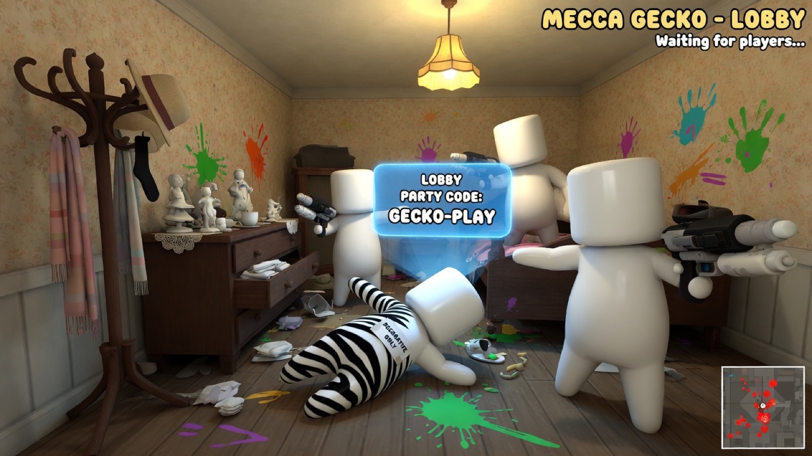Lobby with party code GECKO-PLAY
